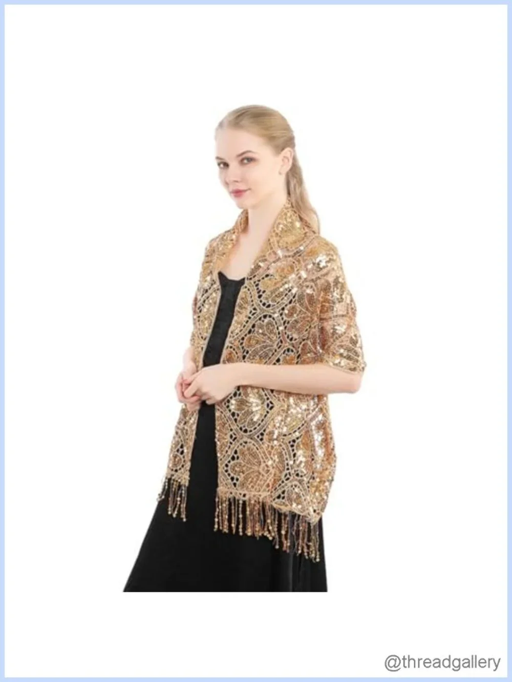 Elegant Sequin Flower Shawl Wrap Party Bridal Scarf Evening Dress